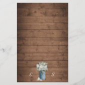 White Floral Rustic Elegant Lights Wooden Wedding (Achterkant)