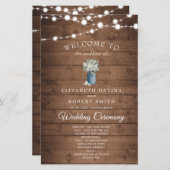 White Floral Rustic Elegant Lights Wooden Wedding (Voorkant / Achterkant)