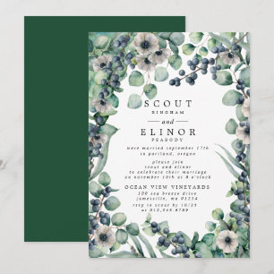 White Floral Rustic Elopement Reception Kaart