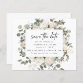 White Floral Save the Date (Voorkant / Achterkant)