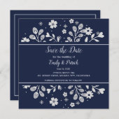 White Floral Save the Date (Voorkant / Achterkant)