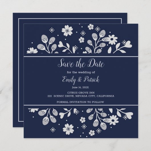 White Floral Save the Date (Voorkant / Achterkant)