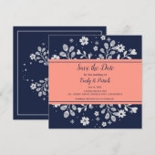 White Floral Save the Date (Voorkant / Achterkant)