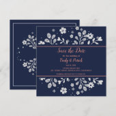White Floral Save the Date (Voorkant / Achterkant)