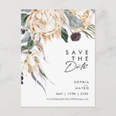 White Floral Save the Date Briefkaart (Voorkant)