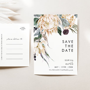 White Floral Save the Date Briefkaart