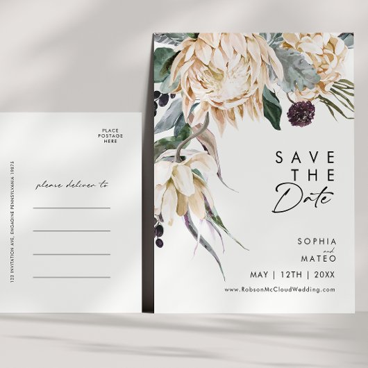 White Floral Save the Date Briefkaart