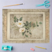  White Floral Script Ephemera-ontkoppelingskunst Tissuepapier (Craft)