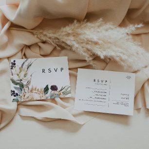 White Floral Song Request RSVP Card Briefkaart