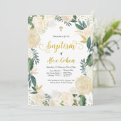 White Floral Spain Baptism Invitation Kaart (Staand voorkant)