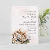 White Floral Spanish Wedding Invitation Kaart (Staand voorkant)