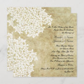White Floral  Square Wedding Invitations Kaart (Voorkant / Achterkant)
