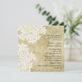 White Floral  Square Wedding Invitations Kaart (Staand voorkant)