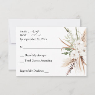 White Floral Summer Boho no Meal RSVP Kaartje