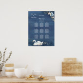 White Floral Swan Wedding Dinner Seating Chart Poster (Keuken)