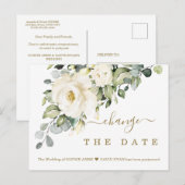 White Floral verander de datum waarop het huwelijk Briefkaart (Voorkant / Achterkant)