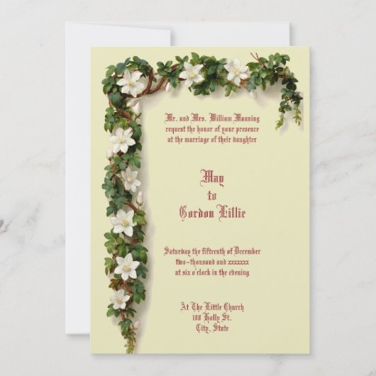 White Floral Vine Border Wedding Kaart (Voorkant)