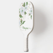 White Floral Waterverf Gold Glitter Script Name Pickleball Paddle (Links)