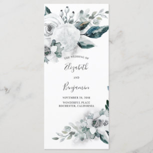 White Floral Waterverf Wedding Programs Programma