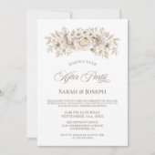 White Floral Wedding After Party Kaart (Voorkant)