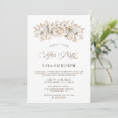 White Floral Wedding After Party Kaart (Staand voorkant)