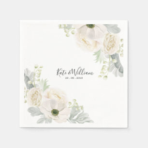 White  Floral Wedding Cocktail Paper Napkin Servet