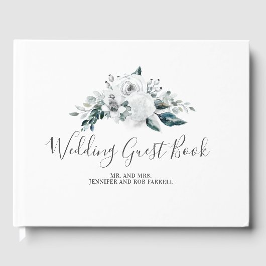 White Floral Wedding Gastenboek (Voorkant)