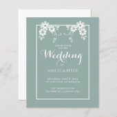 White Floral Wedding Invitation (Voorkant / Achterkant)