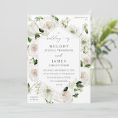 White Floral Wedding Kaart (Staand voorkant)