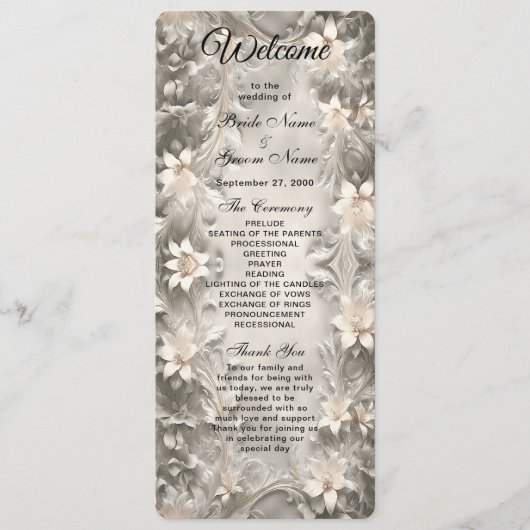 White Floral Wedding Programme Programma (Voorkant)
