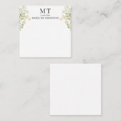 White Floral Wildflower Classic Monogram Square Notitiekaartje (Voorkant / Achterkant)