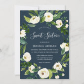 White Floral Wreath Modern Sweet 16 Invitation de (Devant)