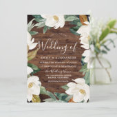 White Floral Wreath Rustic Modern Wedding Kaart (Staand voorkant)