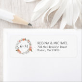 White  Floral WreatMonogram Address Label (Insitu)