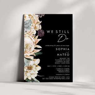 White Floral Zwart nog steeds renewal Kaart