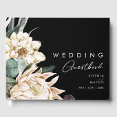 White Floral | Zwart-witboek Gastenboek (Voorkant)