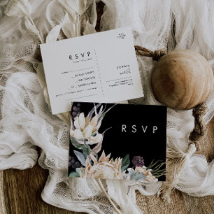 White Floral   Zwarte Song Request RSVP Card Briefkaart