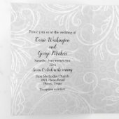 White Flourish Wedding Drieluik Uitnodiging (Binnenzijde eerst)