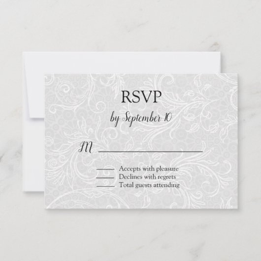 White Flourish Wedding RSVP Kaartje (Voorkant)