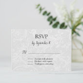 White Flourish Wedding RSVP Kaartje (Staand voorkant)