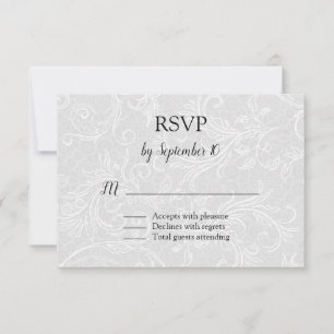 White Flourish Wedding RSVP Kaartje