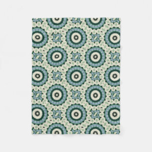 White Flower and Cerulean Blue Mandala Fleece Deken