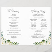 White Flower and Greenery Wedding Program Booklets Flyer (Achterkant)