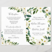 White Flower and Greenery Wedding Program Booklets Flyer (Voorkant)