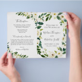 White Flower and Greenery Wedding Program Booklets Flyer (Hand)