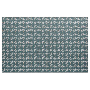 White Flower Blauwgroen fabric Stof