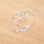 White flower bouquet Baptism in Spanish Invitation (Poser)