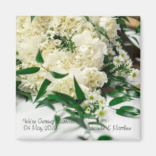White Flower Bouquet Save the Date Magnet Magneet