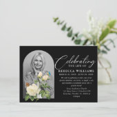 White Flower Calligrafie Viering van het leven Kaart (Staand voorkant)