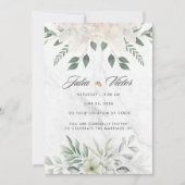 White Flower design Wedding Invition Kaart (Voorkant)
